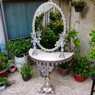 آیینه و شمعدان عروس ، اینه مدل گل رز روکش نقره