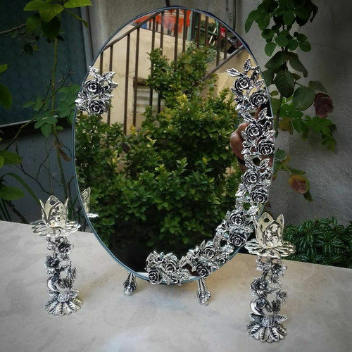 آیینه و شمعدان هفت سین و بله برون ، اینه گل رز روکش نقره